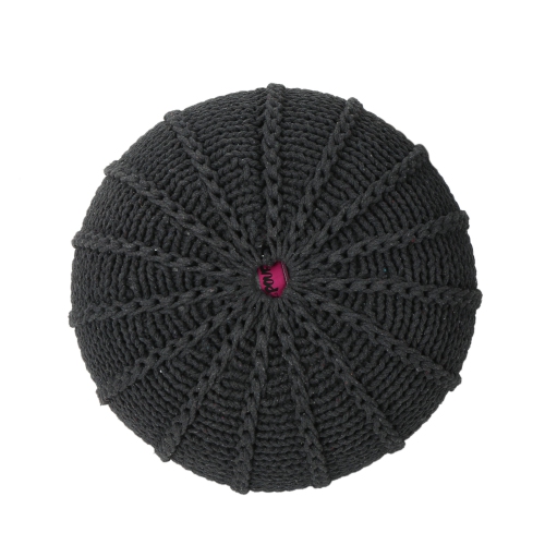 Corisande Knitted Cotton Pouf, Dark Grey