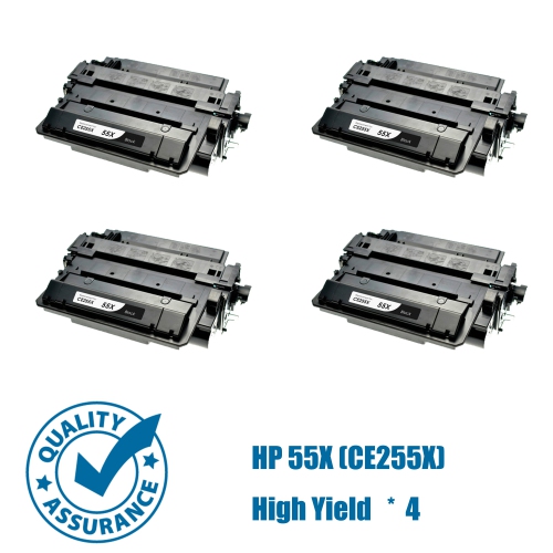 Printer Pro™ 4 Pack HP 55X/hp 55x/hpce255 Black Toner Cartridge for HP Printer LaserJet Enterprise 525 P3015 M521