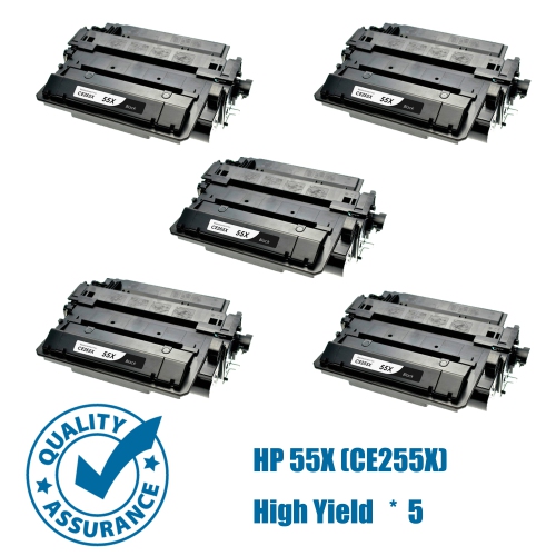 Printer Pro™ Compatible Replacement for 5 Pack HP 55X/hp 55x/hpce255 Black Toner Cartridge for HP Printer LaserJet Enterprise 525 P3015 M521