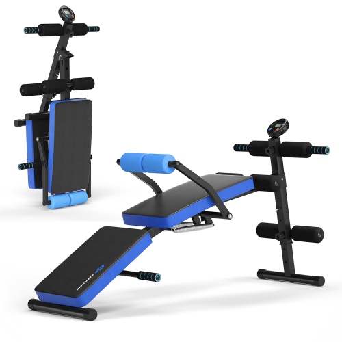 Goplus Multi-Functional Foldable Weight Bench Adjustable Sit-up Board w/ Monitor