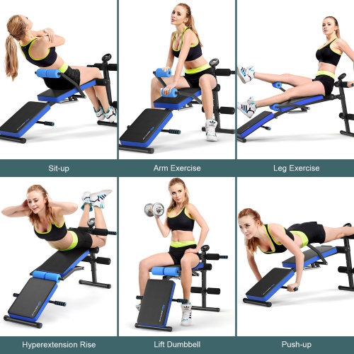 Goplus Multi-Functional Foldable Weight Bench Adjustable Sit-up Board w/ Monitor