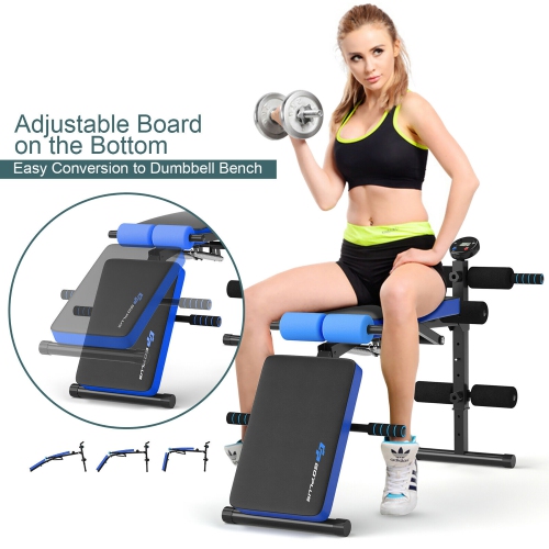 Goplus Multi-Functional Foldable Weight Bench Adjustable Sit-up Board w/ Monitor