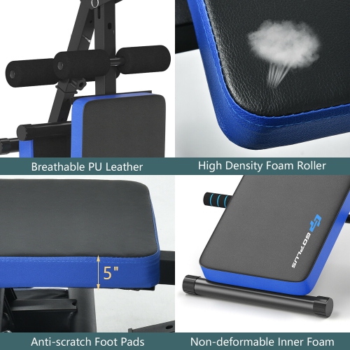 Goplus Multi-Functional Foldable Weight Bench Adjustable Sit-up Board w/ Monitor