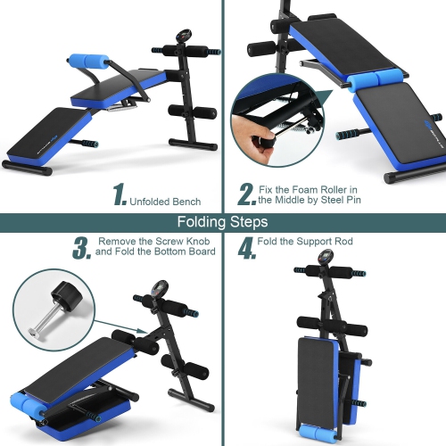 Goplus Multi-Functional Foldable Weight Bench Adjustable Sit-up Board w/ Monitor