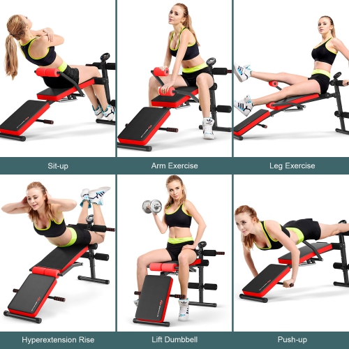 Goplus Multi-Functional Foldable Weight Bench Adjustable Sit-up Board w/ Monitor