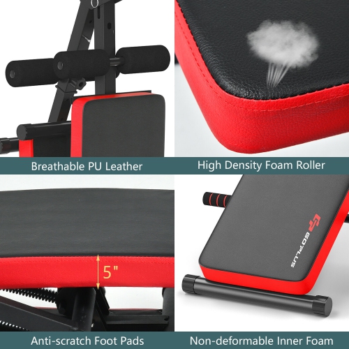 Goplus Multi-Functional Foldable Weight Bench Adjustable Sit-up Board w/ Monitor
