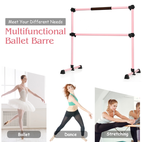 Goplus Portable Ballet Barre 4ft Freestanding Adjustable Double Dance Bar