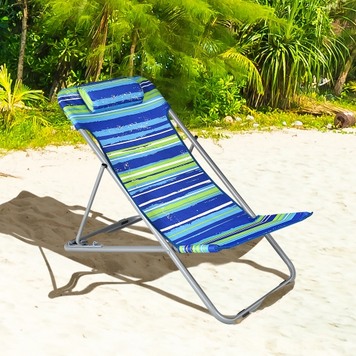 Costway Set of 2 Beach Chair Portable 3-Position Lounge Chair w/ Headrest
