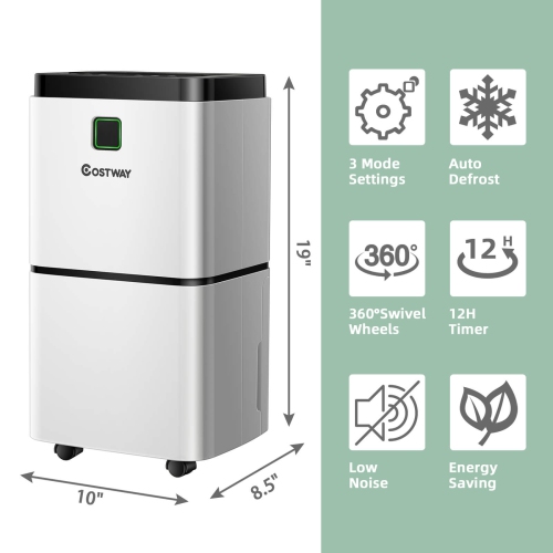 Costway 30 Pints 1500 Sq. Ft Dehumidifier For Medium To Large Room w/ Indicator