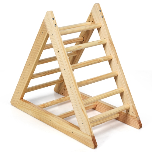 Costway Wooden Climbing Pikler Triangle with Climbing Ladder For Toddler Step Training