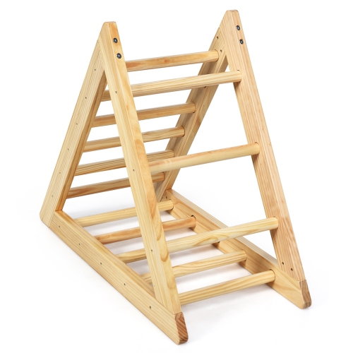 Costway Wooden Climbing Pikler Triangle with Climbing Ladder For Toddler Step Training