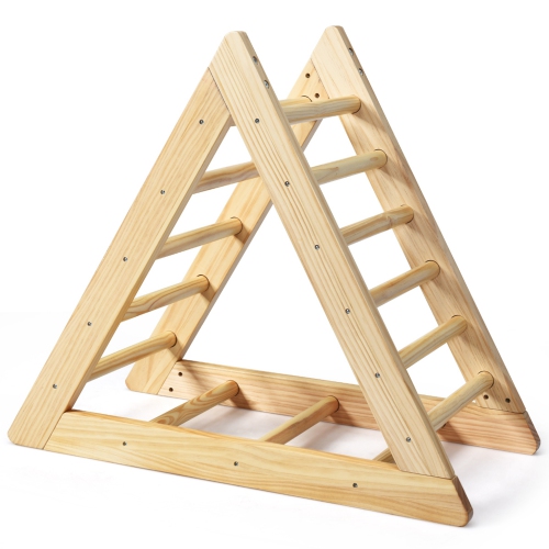 Costway Wooden Climbing Pikler Triangle with Climbing Ladder For Toddler Step Training