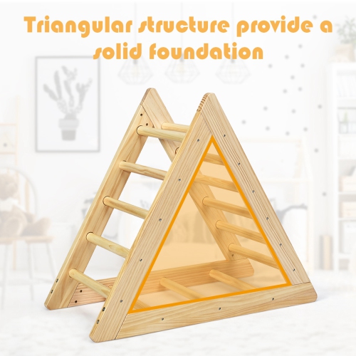 Costway Wooden Climbing Pikler Triangle with Climbing Ladder For Toddler Step Training