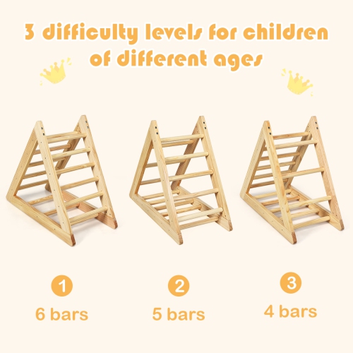 Costway Wooden Climbing Pikler Triangle with Climbing Ladder For Toddler Step Training