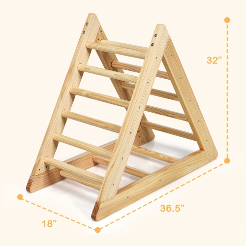 Costway Wooden Climbing Pikler Triangle with Climbing Ladder For Toddler Step Training