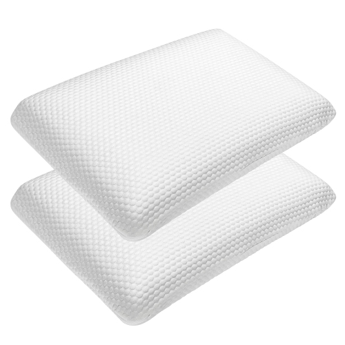 COSTWAY  Set Of 2 Memory Foam Sleeping Pillow Ventilated Zippered Pillowcase