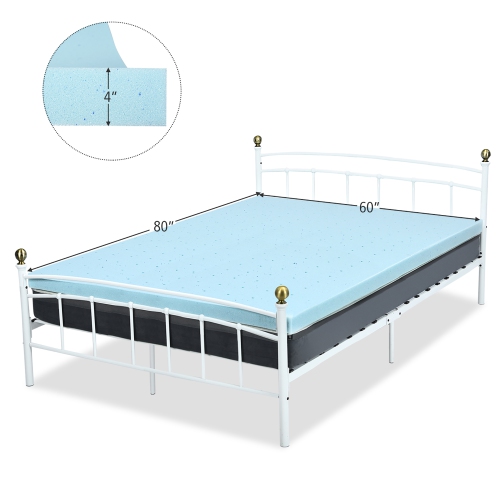 Costway 4"Gel-Infused Memory Foam Mattress Topper Ventilated Bed Pad