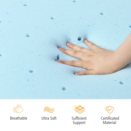 Costway 4"Gel-Infused Memory Foam Mattress Topper Ventilated Bed Pad