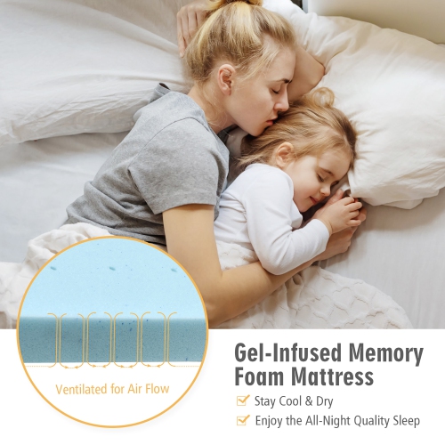 Costway 4"Gel-Infused Memory Foam Mattress Topper Ventilated Bed Pad