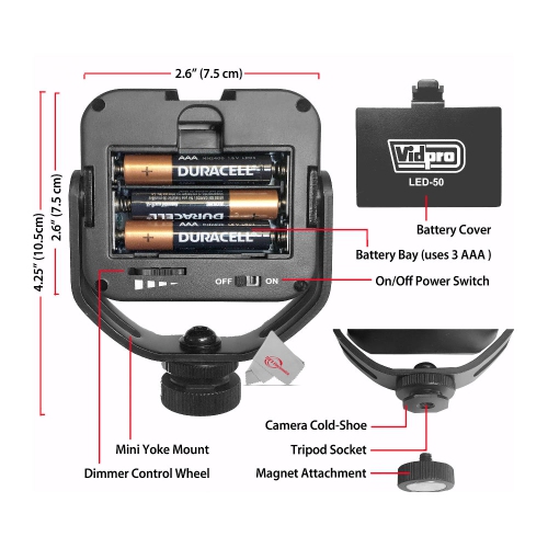 Lampe DEL LED-50 photo et vidéo de Vidpro