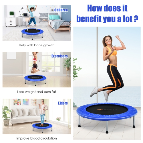 Goplus 38" Mini Folding Trampoline Portable Recreational Fitness Rebounder