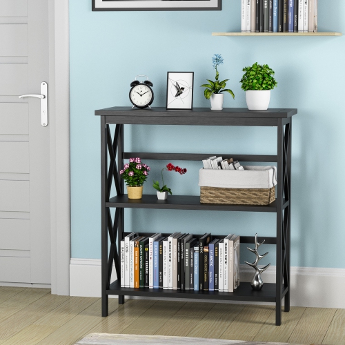 Costway 3-Tier Bookshelf Wooden Open Storage Bookcase for Home Office