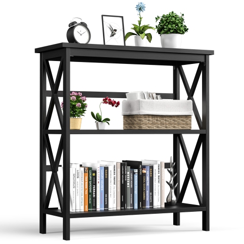 Costway 3-Tier Bookshelf Wooden Open Storage Bookcase for Home Office