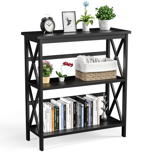 Costway 3-Tier Bookshelf Wooden Open Storage Bookcase for Home Office