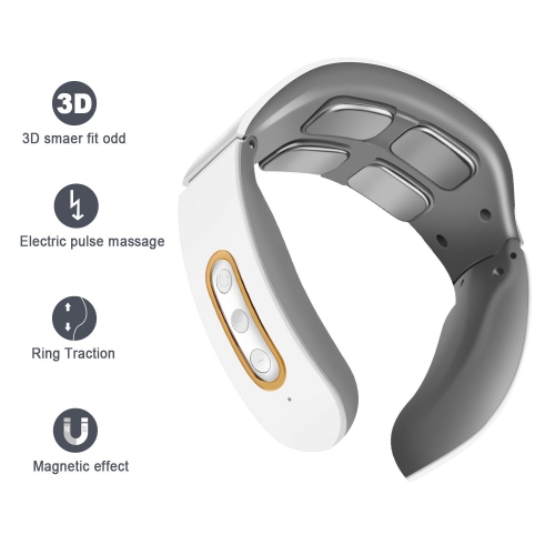 ISTAR Electric Pulse Neck Massager for Pain Relief, Intelligent Neck Massager with Heat, 6 Modes 4 Head Cordless Deep Tissue Trigger Point Massager, Portable Neck Massager for Women Men Gift