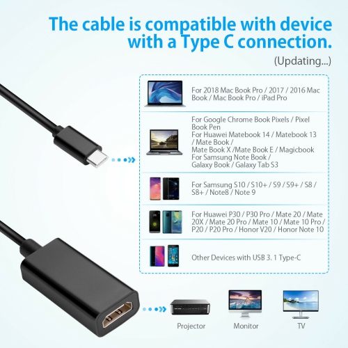 ISTAR 4K Type C to HDMI Adapter USB 3.1 USB-C USBC to HDMI Adapter Male to Female Cable Converter