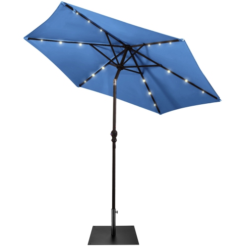 Gymax 9 Ft Patio Table Market Umbrella w/ 18 Solar LED Lights & Heavy ...