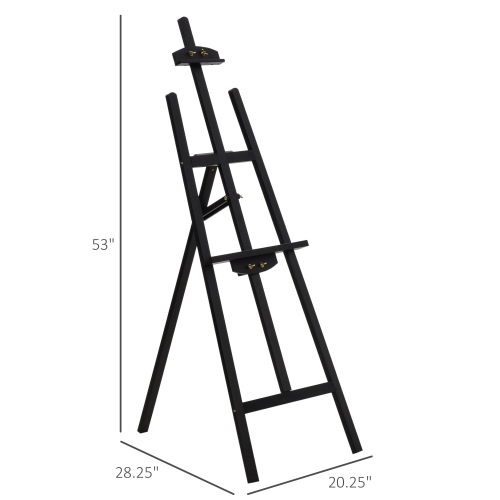 HOMCOM 55" Pine Wood Painting Easel Stand, Adjustable Folding Art Easel, Tilts up to 75° for Adults, Begginners and Students, Black