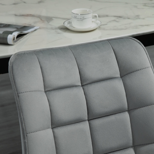HOMCOM Modern Dining Chair Set of 2, Upholstered Accent Chairs, Soft Velvet-Touch Kitchen Chairs with Metal Legs for Living Room, Grey