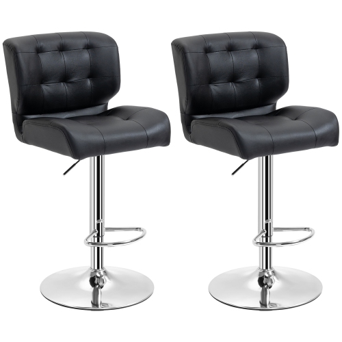 HOMCOM Bar Stools Set Of 2 Adjustable Height Faux Leather Swivel Bar   15643295 