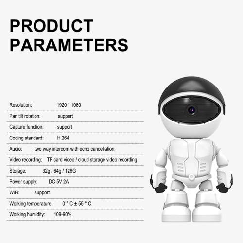 Caméra IP de surveillance résidentielle robot caméra de suivi intelligent Wi-Fi sans fil interphone surveillance vidéo 1080p nuage/stockage de cartes