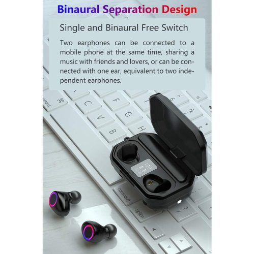 Wireless Earbuds, Bluetooth 5.0 Earphones Earbuds TWS Sport Headset Noise Cancel LED Display Waterproof, Suitable for iPhone Android Sports