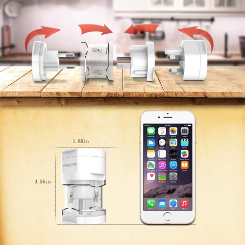 Adaptateur de prise électrique universelle UTA, convertisseur de puissance de voyage, sortie tout-en-un, utilisation mondiale pour US/ UK/ EU/ AU