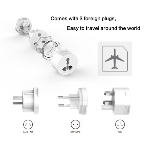 Adaptateur de prise électrique universelle UTA, convertisseur de puissance de voyage, sortie tout-en-un, utilisation mondiale pour US/ UK/ EU/ AU