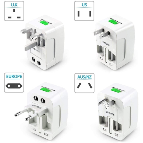 Over 150 Countries for Phones MP3 Charging Universal Adapter Worldwide Travel Adapter Plug with 4 Smart USB Ports UK/US/AU/Europe All in One Plug Adapter Tablets Camera 