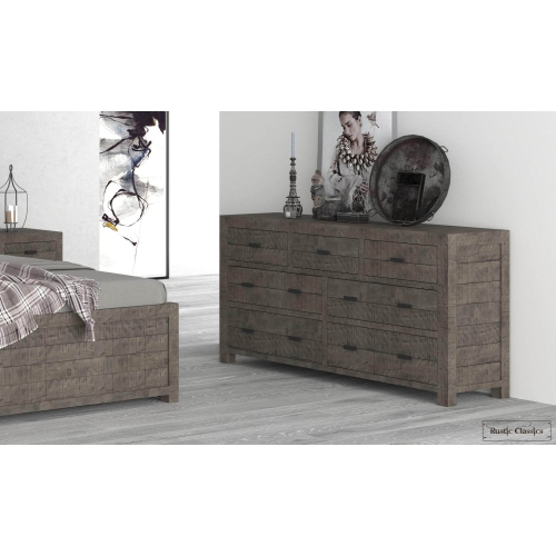 Rustic Classics Whistler Reclaimed Wood 7 Drawer Dresser in Grey