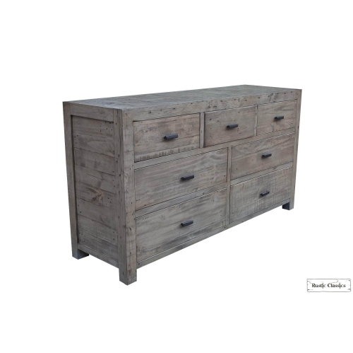 Rustic Classics Whistler Reclaimed Wood 7 Drawer Dresser in Grey