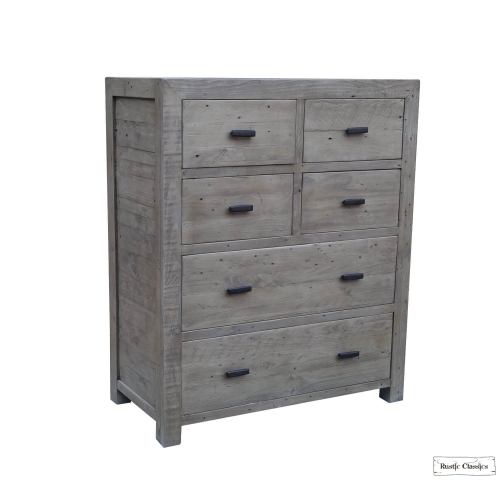 Rustic Classics Whistler Reclaimed Wood 6 Drawer Chest in Grey