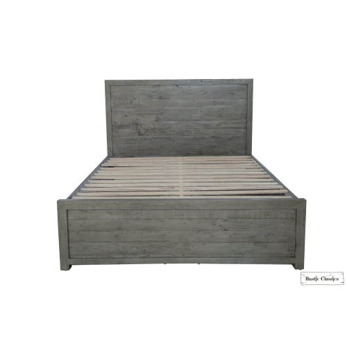 Rustic Classics Whistler Reclaimed Wood Platform Bed with 4 Storage Drawers in Grey
