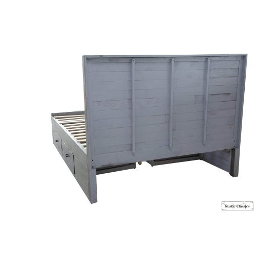 Rustic Classics Whistler Reclaimed Wood Platform Bed with 4 Storage Drawers in Grey