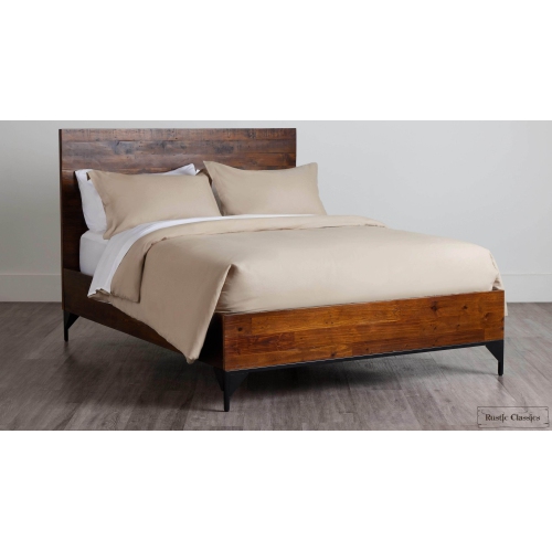 Rustic Classics Blackcomb Reclaimed Wood and Metal Platform Bed in Coffee Bean