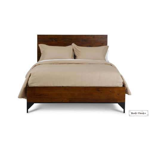 Rustic Classics Blackcomb Reclaimed Wood and Metal Platform Bed in Coffee Bean