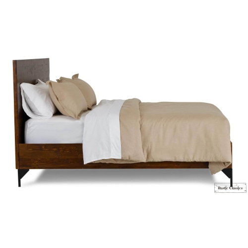 Rustic Classics Blackcomb Reclaimed Wood and Metal Platform Bed in Coffee Bean