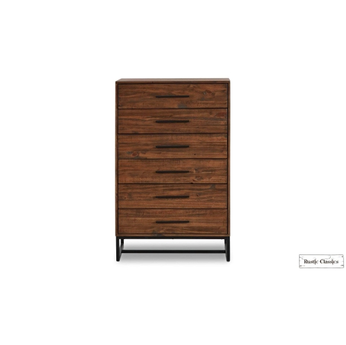 Rustic Classics Blackcomb Reclaimed Wood and Metal 6 Drawer Chest in Coffee Bean