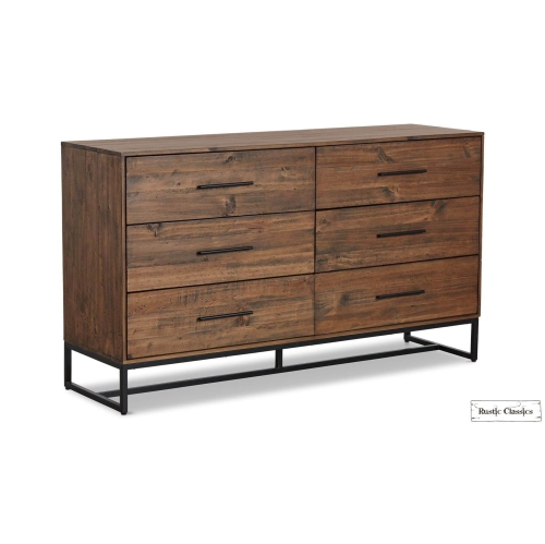 Rustic Classics Blackcomb Reclaimed Wood and Metal 6 Drawer Dresser in Coffee Bean