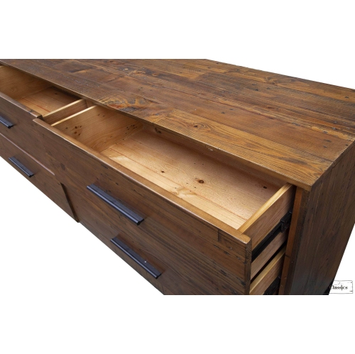 Rustic Classics Blackcomb Reclaimed Wood and Metal 6 Drawer Dresser in Coffee Bean